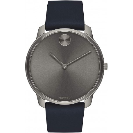 Watch Movado 3600586 Bold, Ionic Plated Grey Steel Case, Dial, Blue Nappa Leather Strap, Men,