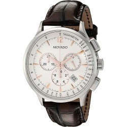 Watch Movado 0606576 Men Circa Stainless Steel With Brown Leather Band
