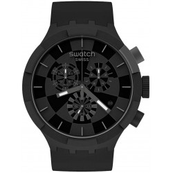 Watch SB02B400 Swatch Quartz Silicone Strap, Black, 20 Casual