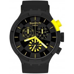 Watch SB02B403 Swatch Quartz Silicone Strap, Black, 20 Casual