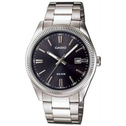 Watch Casio MTP1302D-1A1V Men Classic Stainless Steel Date Black Dial Analog