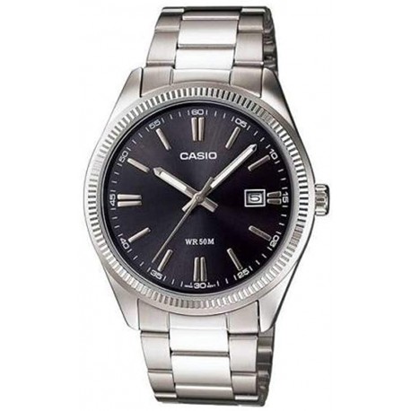 Watch Casio MTP1302D-1A1V Men Classic Stainless Steel Date Black Dial Analog