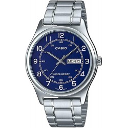 Watch Casio MTP-V006D-1B2 MTP-V006D-2B Men Stainless Steel Easy Reader Blue Dial Day Date Analog Dress