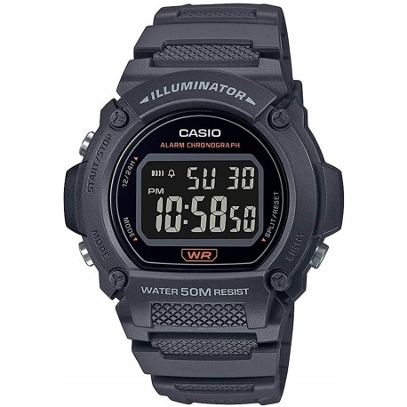 Watch Casio W-219H-8BVCF Quartz Fitness with Resin Strap, Gray, 25.5