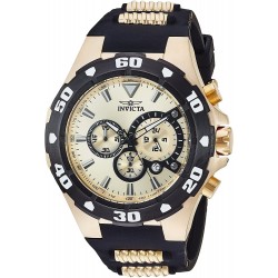 Watch Invicta Men Pro Diver 52mm Stainless Steel and Polyurethane Chronograph Quartz , Black/Gold, Blue/Gold, 30 (Model: 24681, 24682)