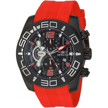 Watch Invicta 22810 Men Pro Diver 50mm Stainless Steel and Red Silicone Chronograph Quartz , (Model: 22810)