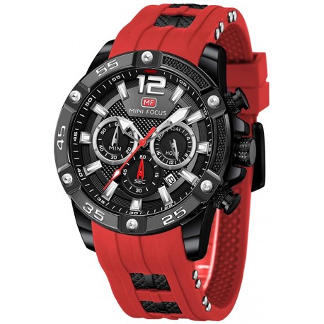 Watch MF0244G Men , MINI FOCUS Chronograph Waterproof Sport Analog Quartz Silicon Strap Fashion Wrist for