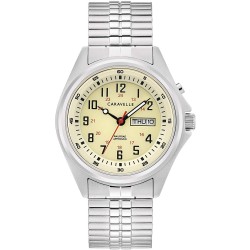Watch 43C124 Caravelle Traditional Quartz Men Stainless Steel Silver-Tone ExpansionLight Up , (Model: 43C124)
