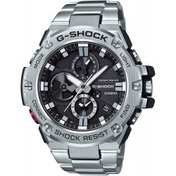 Watch Casio GST-B100D-1ACR Men G-Steel by G-Shock Quartz Solar Bluetooth Connected with Stainless-Steel Strap, Silver, (Model: GST-B100D-1ACR)