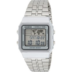 Watch Casio A500WA-7D - Vintage Unisex Digital Quartz LCD Dial Grey Steel Strap