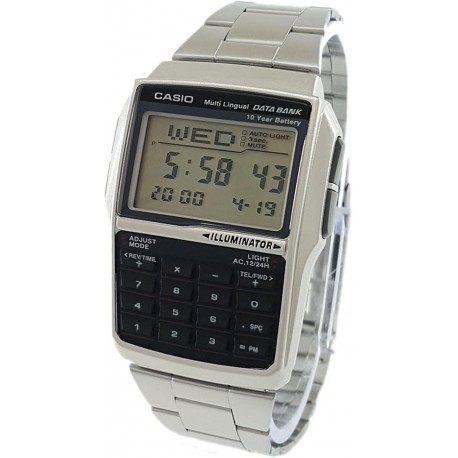Watch Casio DBC32D Men DBC-32D-1A Silver Steel Databank Calculator
