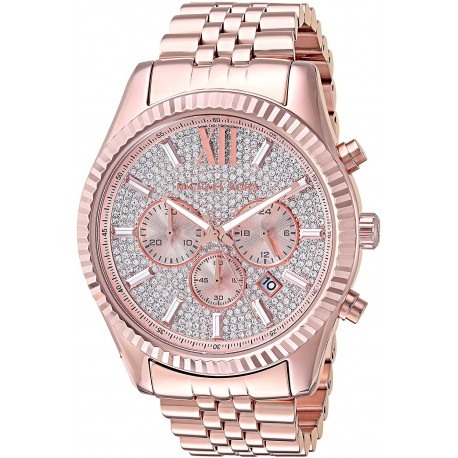 Watch Michael Kors MK8580 Men Stainless Steel Analog-Quartz with Stainless-Steel Strap, Rose Gold, 22 (Model: MK8580)