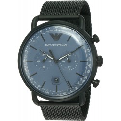Watch Emporio Armani AR11201 Men Aviator Chronograph , 43mm, Black/Blue, One Size