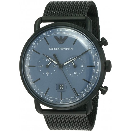 Watch Emporio Armani AR11201 Men Aviator Chronograph , 43mm, Black/Blue, One Size