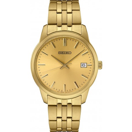 Watch Seiko SUR442 Men Quartz Dress with Stainless Steel Strap, Gold, 20 (Model: SUR442)