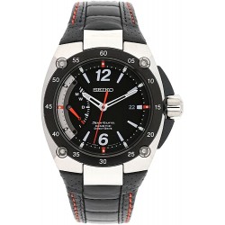 Watch Seiko SRG005P2 Men Sportura Stainless Steel Black Dial Automatic Leather Strap