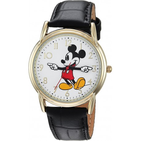 Watch Disney WDS000404 Men Mickey Mouse Analog-Quartz with Leather-Synthetic Strap, Black, 18 (Model: WDS000404)