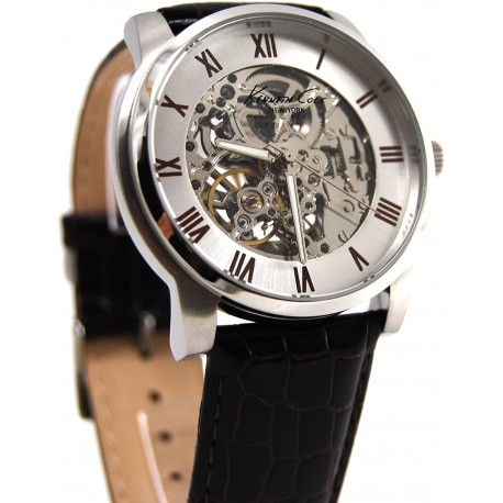 Watch Kenneth Cole KC1515 New York Men Swiss Automatic Stainless Steel Case Leather Strap Brown,(Model:KC1515)