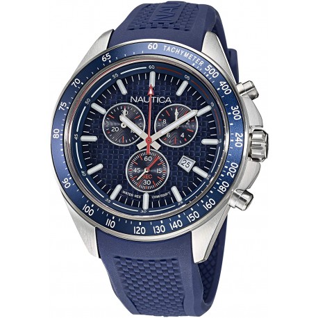 Watch Nautica NAPOBS108 Men Stainless Steel Quartz Silicone Strap, Blue, 22 Casual (Model: NAPOBS108)