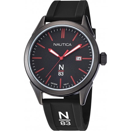 Watch Nautica NAPHBF118 Men Quartz Silicone Strap, Black, 20 Casual (Model: NAPHBF118)