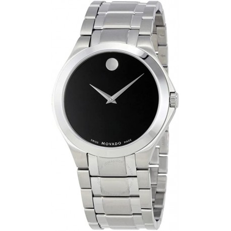 Watch Movado 0606781 Men Steel Bracelet & Case Quartz Black Dial Analog 606781