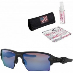 Sunglasses Oakley Flak 2.0 XL (Matte Black Frame/Prizm Deep H2 O Polarized Lens) with USA Flag Lens Cleaning Kit