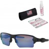 Sunglasses Oakley Flak 2.0 XL (Matte Black Frame/Prizm Deep H2 O Polarized Lens) with USA Flag Lens Cleaning Kit