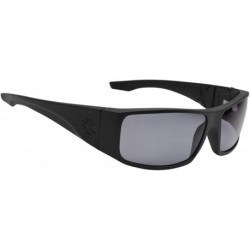 Sunglasses SPY Cooper XL, Rectangular Wrap , Color and Contrast Enhancing Lenses, Matte Black - Grey Polarized Lenses