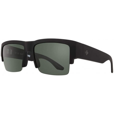 Sunglasses SPY Optic Cyrus 50/50, Square Semi-rimless , Color and Contrast Enhancing Lenses, Soft Matte Black - Happy Gray Green Polarize Lenses