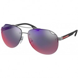 Sunglasses Prada Linea Rossa PS 52VS Matte Gunmetal/Dark Grey Mirror Blue/Red One Size