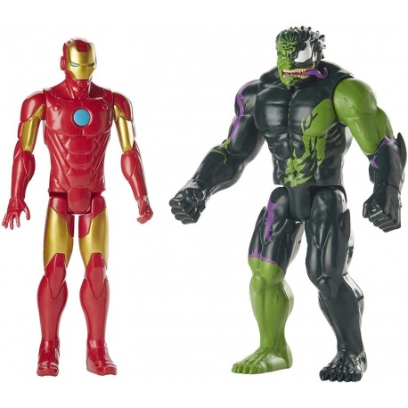 Action Figure Marvel Titan Hero 12-inch Spider-Man Maximum Venom Series 2-Pack Iron Man vs Venomized Hulk