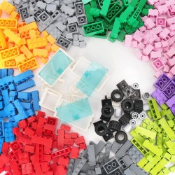 LEGO Anksono Building Bricks 1000 Pieces Bulk Toys Kids Blocks 11 Colors Compatible with All Major Brands-Add 39 Accessories Wheels Tires Axles Window
