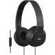 Headphones JVC Lightweight Flat Foldable On Ear Colorful Headband with Mic, Black (HASR185B)