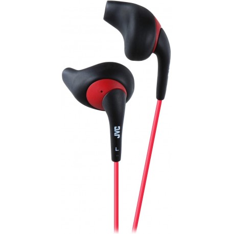 Headphones JVC Black and Red Nozzel Secure Comfort Fit Sweat Proof Gumy Sport Earbuds with long colored cord HA-EN10B