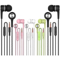 Headphones Earbuds Earphones with Microphone,5pack Ear Buds Wired Headphones,Noise Islating Earbuds,Fits 3.5mm Interface for iPad,iPod,Mp3 Players,Andr