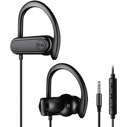 Headphones Sport Headphones with Microphone, Running Earbuds Wrap-Around Ear Hooks, Ideal for Workout Gym Exercise, Wired Earphones 3.5mm Plug Compatib