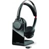 Headphones Plantronics - Voyager Focus UC with Charge Stand (Poly) Bluetooth Dual-Ear (Stereo) Headset Boom Mic USB-A Compatible PC and Mac Active Nois