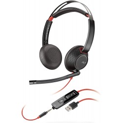 Headphones Plantronics - Blackwire C5220 Wired, Dual-Ear (Stereo) Headset with Boom Mic USB-A, 3.5 mm to connect your PC, Mac, Tablet and/or Cell Phone
