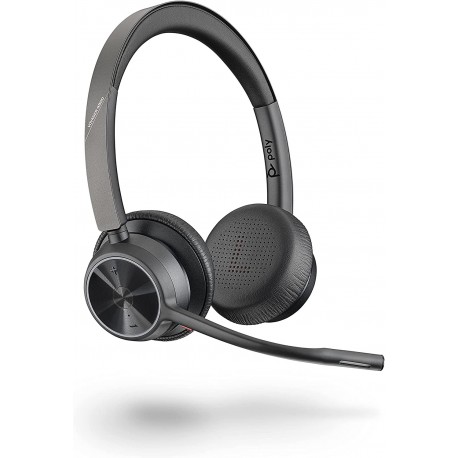 Headphones Plantronics Poly - Voyager 4320 UC Wireless Headset (Plantronics) Headphones with Boom Mic Connect to PC/Mac via USB-C Bluetooth Adapter, Ce