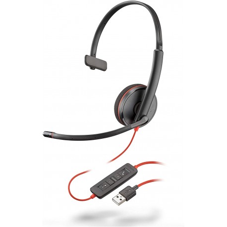 Headphones Plantronics - Blackwire 3210 Wired, Single Ear (Monaural) Headset with Boom Mic USB-A to connect your PC and/or Mac