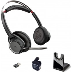 Headphones GTW Voyager Focus UC B825 Bluetooth Headphones with Microphone 202652-01-BC, USB Dongle, Smartphones, PC, MAC, Tablet - Zoom, Teams, Skype,