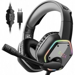 Headphones EKSA E1000 USB Gaming Headset for PC - Computer Headphones with Microphone/Mic Noise Cancelling, 7.1 Surround Sound Wired Headset&RGB Light