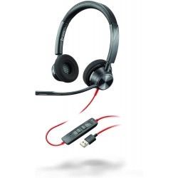 Headphones Plantronics - Blackwire 3320 Wired, Dual-Ear (Stereo) Headset with Boom Mic USB-A to Connect Your PC, Mac or Cell Phone Works Teams (Certifi