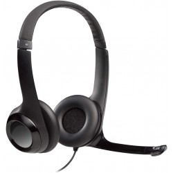 Headphones Logitech H390 Wired Headset, Stereo Headphones with Noise-Cancelling Microphone, USB, In-Line Controls, PC/Mac/Laptop - Black