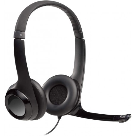 Headphones Logitech H390 Wired Headset, Stereo Headphones with Noise-Cancelling Microphone, USB, In-Line Controls, PC/Mac/Laptop - Black