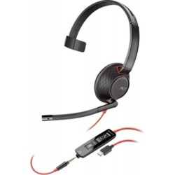 Headphones Plantronics - 207577-03 Blackwire C5210 Headset Mono USB Type A Wired 20 Hz kHz Over-The-Head Monaural Supra-Aural Noise Cancelling Micropho