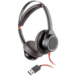 Headphones Plantronics Poly - Blackwire 7225 Wired USB-A Headset (Plantronics) Black Dual-Ear (Stereo) Computer Connect to PC/Mac via Active Noise Canc