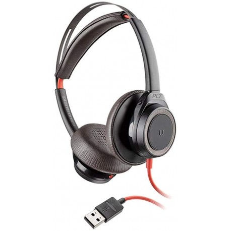 Headphones Plantronics Poly - Blackwire 7225 Wired USB-A Headset (Plantronics) Black Dual-Ear (Stereo) Computer Connect to PC/Mac via Active Noise Canc