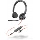 Headphones Plantronics - Blackwire 3325 Wired Stereo Headset with Boom Mic (Poly) Connect to PC/Mac via USB-A or mobile/tablet 3.5 mm connector Works T