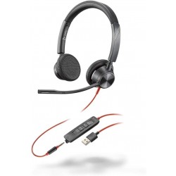 Headphones Plantronics - Blackwire 3325 Wired Stereo Headset with Boom Mic (Poly) Connect to PC/Mac via USB-A or mobile/tablet 3.5 mm connector Works T
